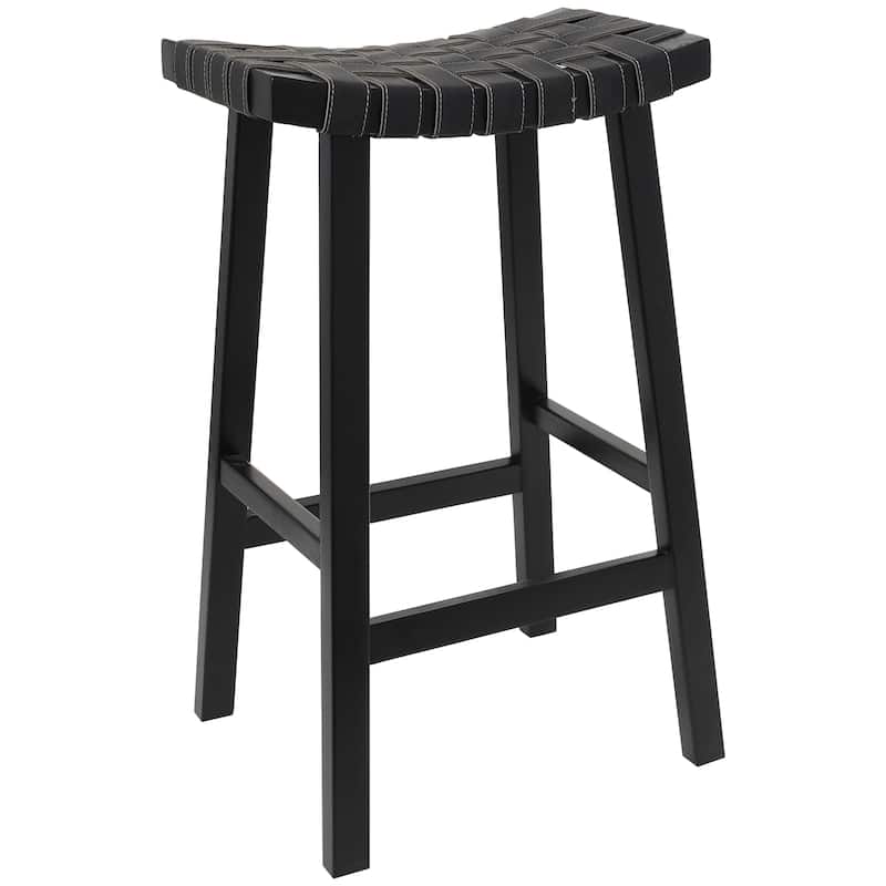 Wood Handmade Woven Seat Bar Stool - Black or Brown - Roche River Decor