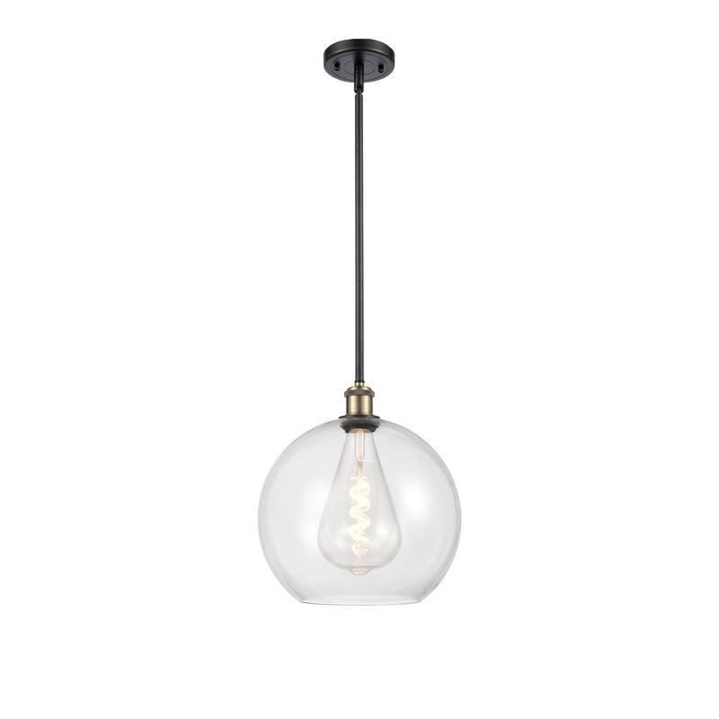 Innovations Lighting Athens 1 Light 12" Mini Pendant - Clear/Black Antique Brass