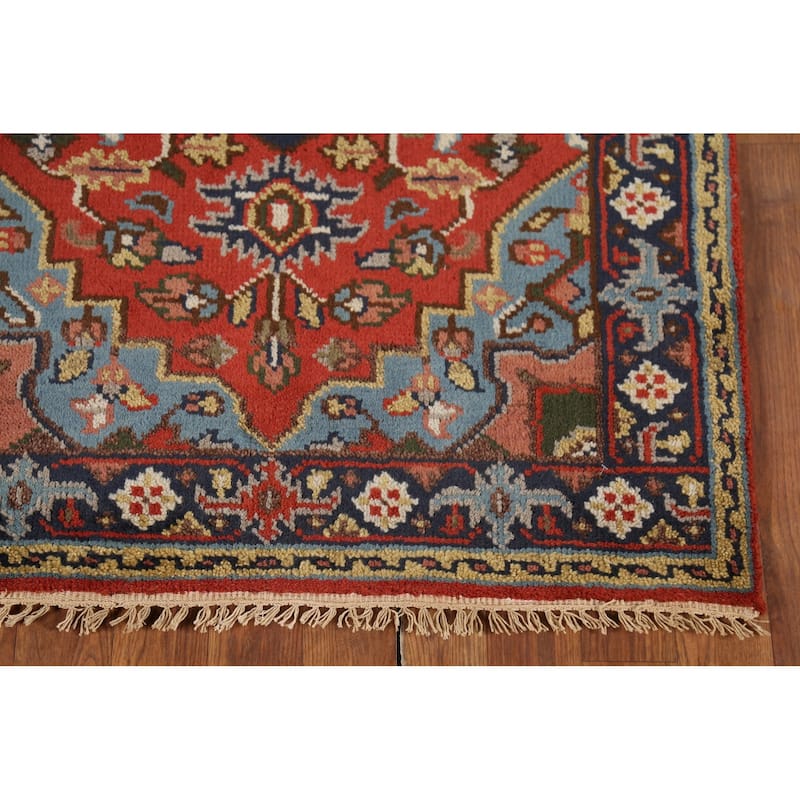 Geometric Heriz Serapi Oriental Accent Rug Handmade Wool Carpet - 3'0"x 4'10"
