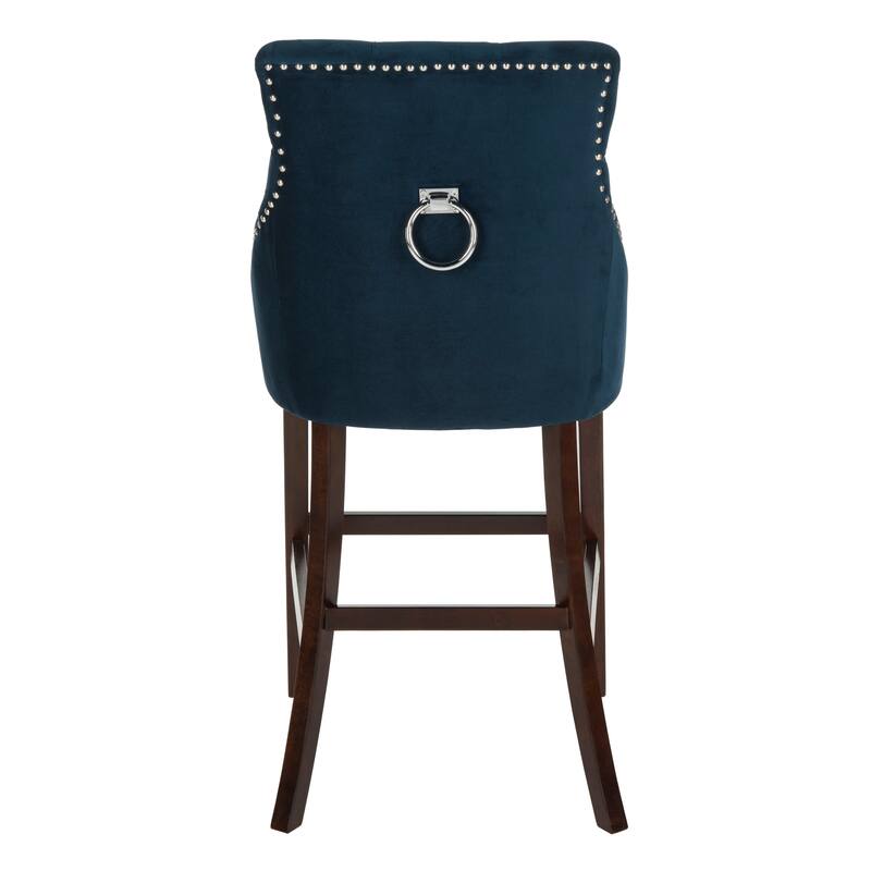 SAFAVIEH Clara 30-inch Tufted Wing Back Bar Stool (Set of 2) - 22.5" x 25" x 45" - 23Wx25Dx45H