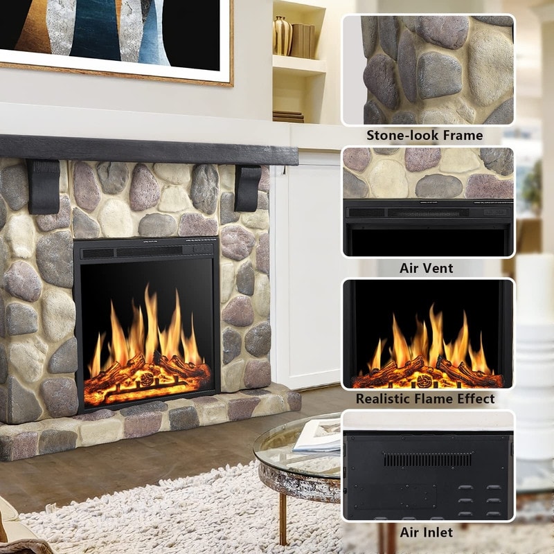 Electric Fireplace Mantel Package, Freestanding Stone Fireplace