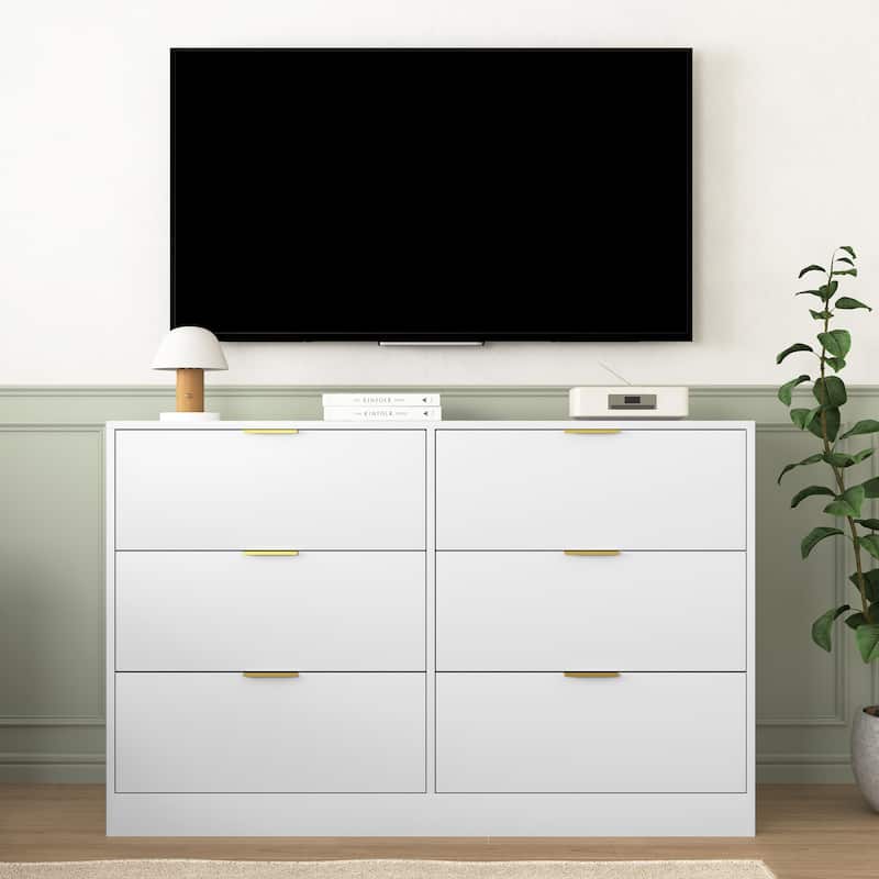 Simply Modern 6-Drawer Dresser, Chest of Drawers for Bedroom, Living Room, Hallway, and Entryway - Large Storage Cabinet