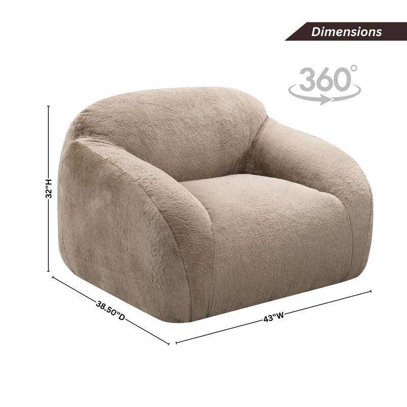 Roundhill Furniture Adell Polar Bear Faux Fur Swivel Cuddle Chair