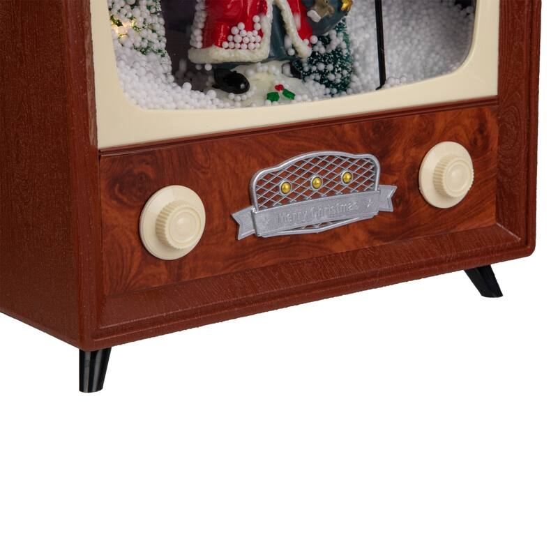 LED Lighted Musical Snowing Santa TV Set Christmas Decoration - 12"