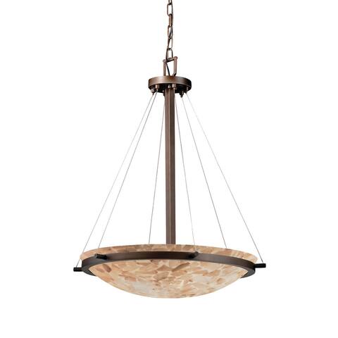 Alabaster Rocks!? 24-inch Dark Bronze Round Pendant Bowl with Ring, Alabaster Rocks Shade