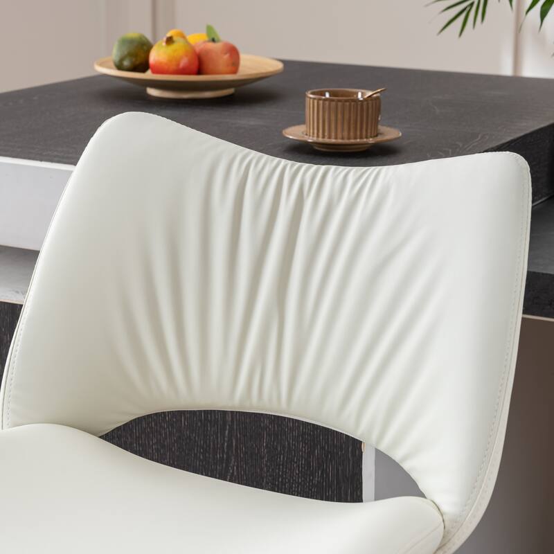 Faux Leather Upholstered Bar stools Set of 2 with Metal Footrest