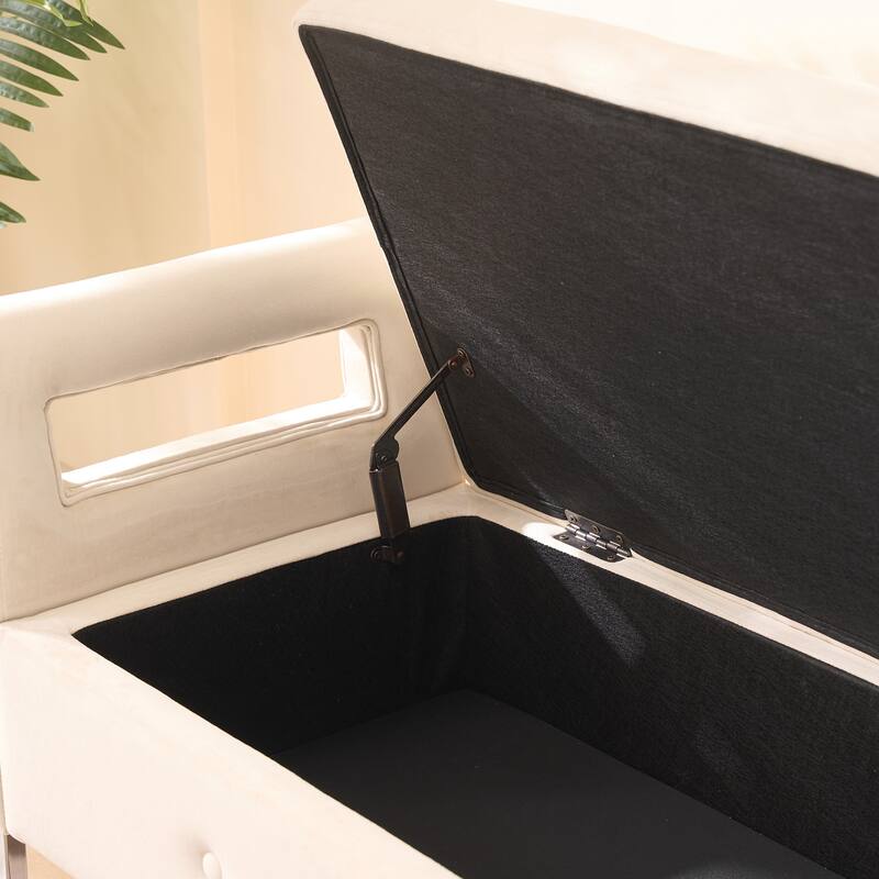 Storage Soft Bench with Armrests for Living Room, Entryway and Bedroom