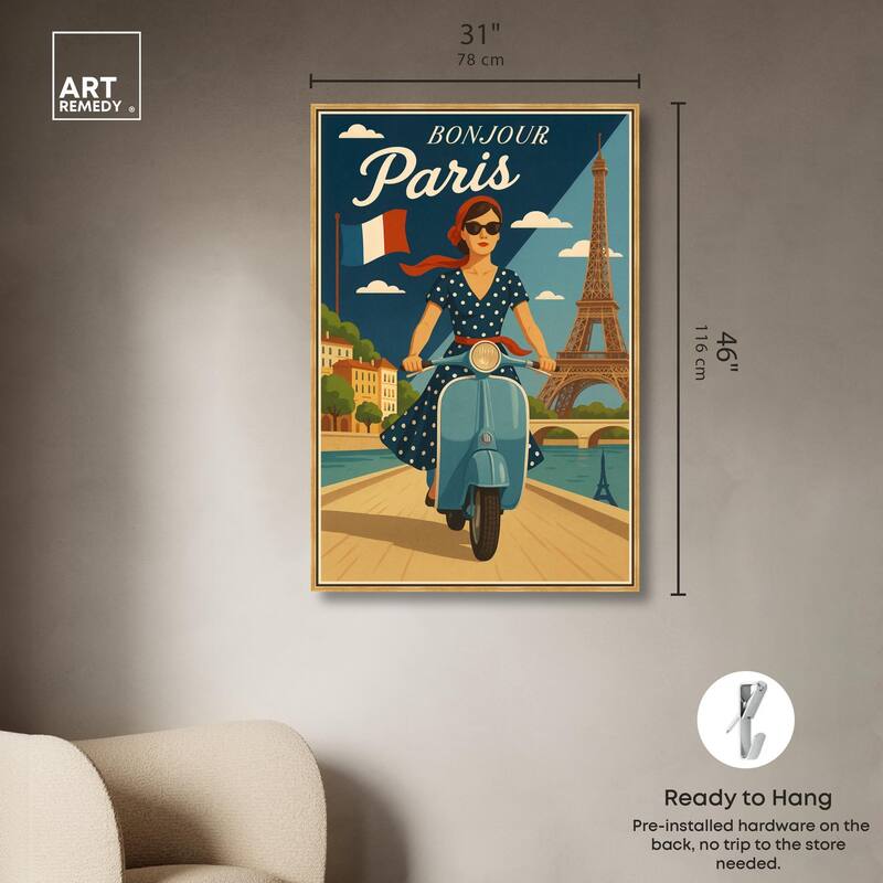 Scooter French Travel Canvas by Art Remedy