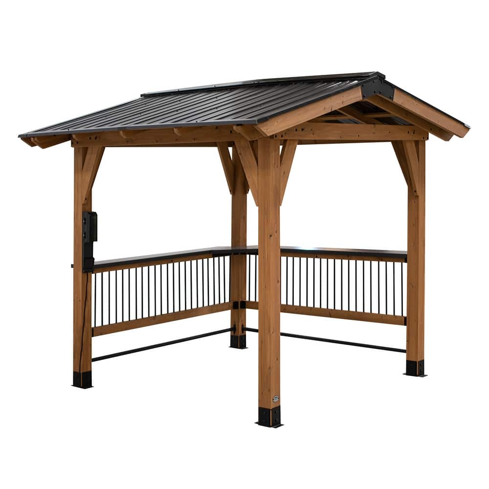 Backyard Discovery Granada 10x9' Cedar BBQ Grill Gazebo w/ Steel Roof