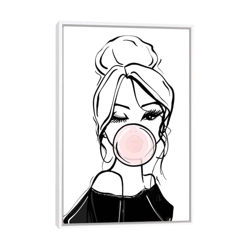 iCanvas "Bubble Gum Wink" by Sabina Fenn Framed Canvas Print - White - 26x18