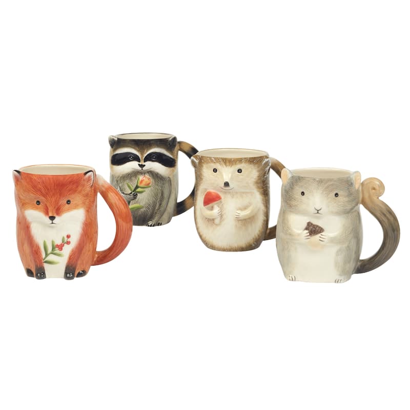 Certified International Woodland Critters 16 oz. 3-D Mugs, Set of 4
