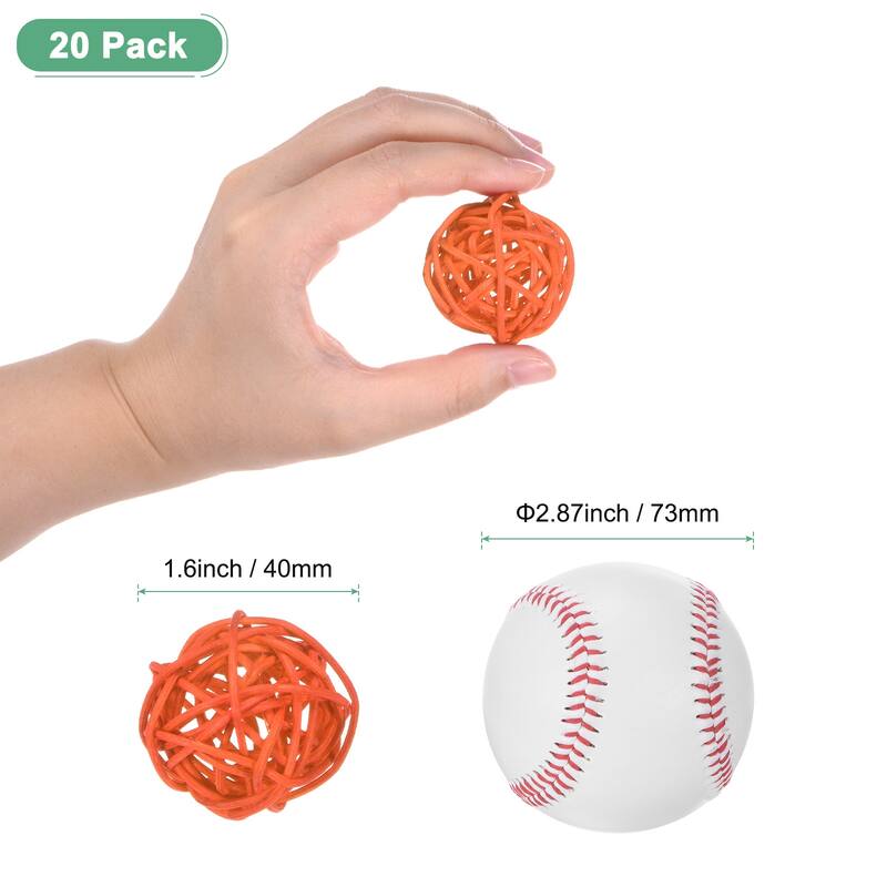 20-Pack Wicker Rattan Balls 1.6 Inch for Christmas/Weddings/DIY - Orange