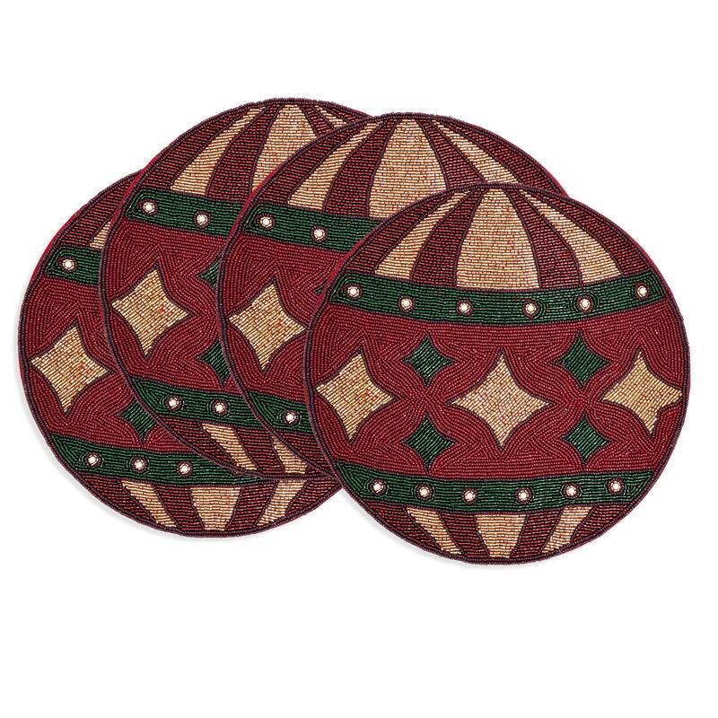 Beaded Ornament Placemat (Set of 4) - 14"x14"