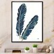 preview thumbnail 7 of 6, Designart 'Gold Indigo Feathers IV' Modern Bohemian Framed Canvas - Grey 16 in. wide x 32 in. high - Black