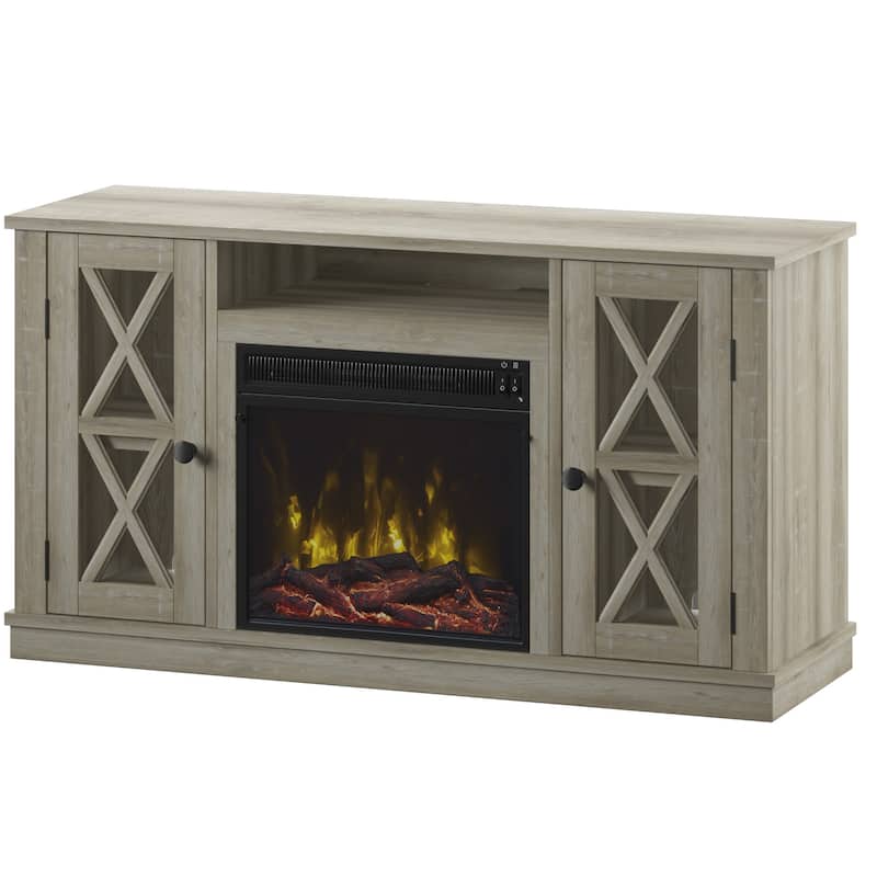 Modern Farmhouse TV Stand for TVs up to 55" with Electric Fireplace