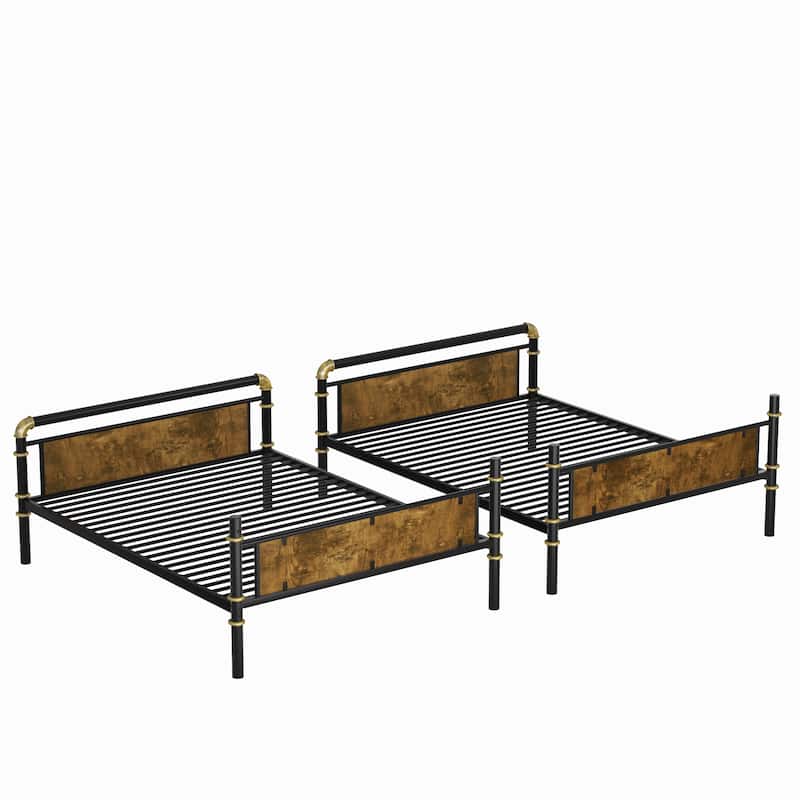 Twin XL Stacked Metal Bunk Bed – Industrial Style With Removable Safety Rails‌