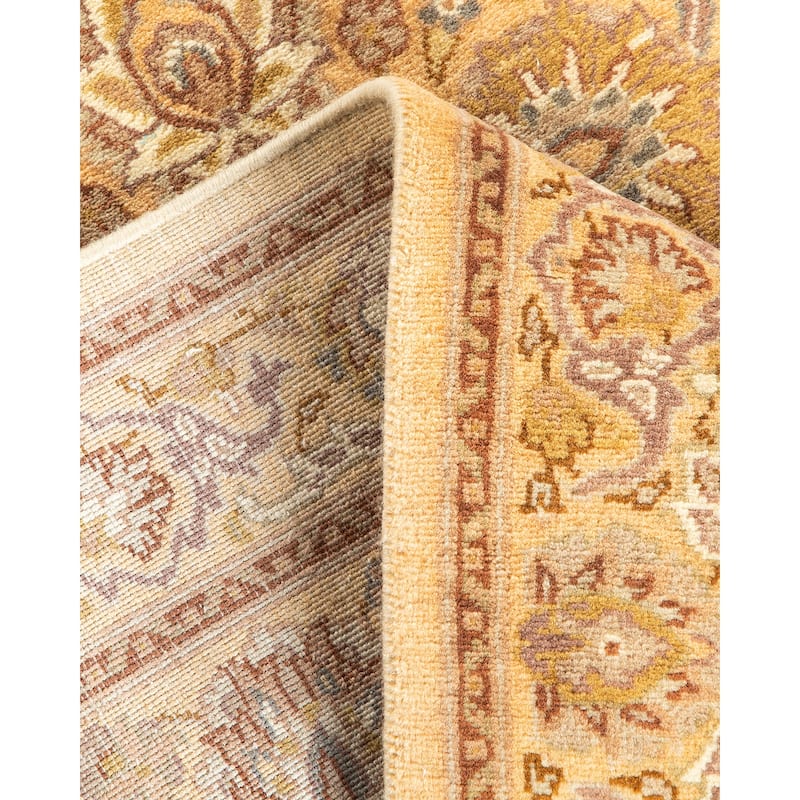 Overton Handknotted Wool Traditional Oriental Yellow Runner