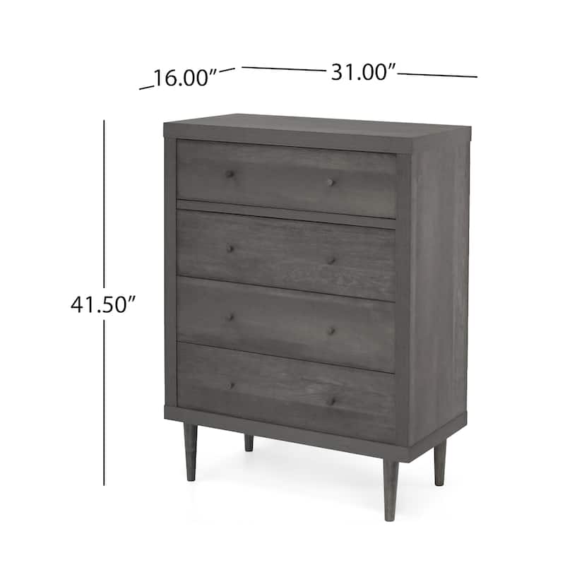 4-Drawer Vertical Chest with Metal Handle, Metal Frame and Wood Top for Bedroom