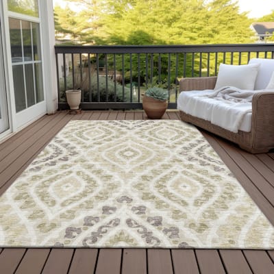 Machine Washable Indoor/ Outdoor Chantille Ttransitional Medallion Rug