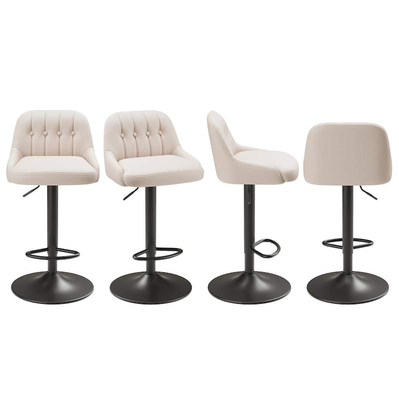 RENEWLINE Adjustable Height Bar Stools with Back, 360° Swivel PU Leather Counter Stools( Set of 1/2/3/4/6)for Kitchen Island