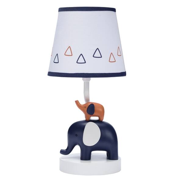 slide 2 of 6, Lambs & Ivy Playful Elephant Blue/White Nursery Lamp with Shade and Light Bulb