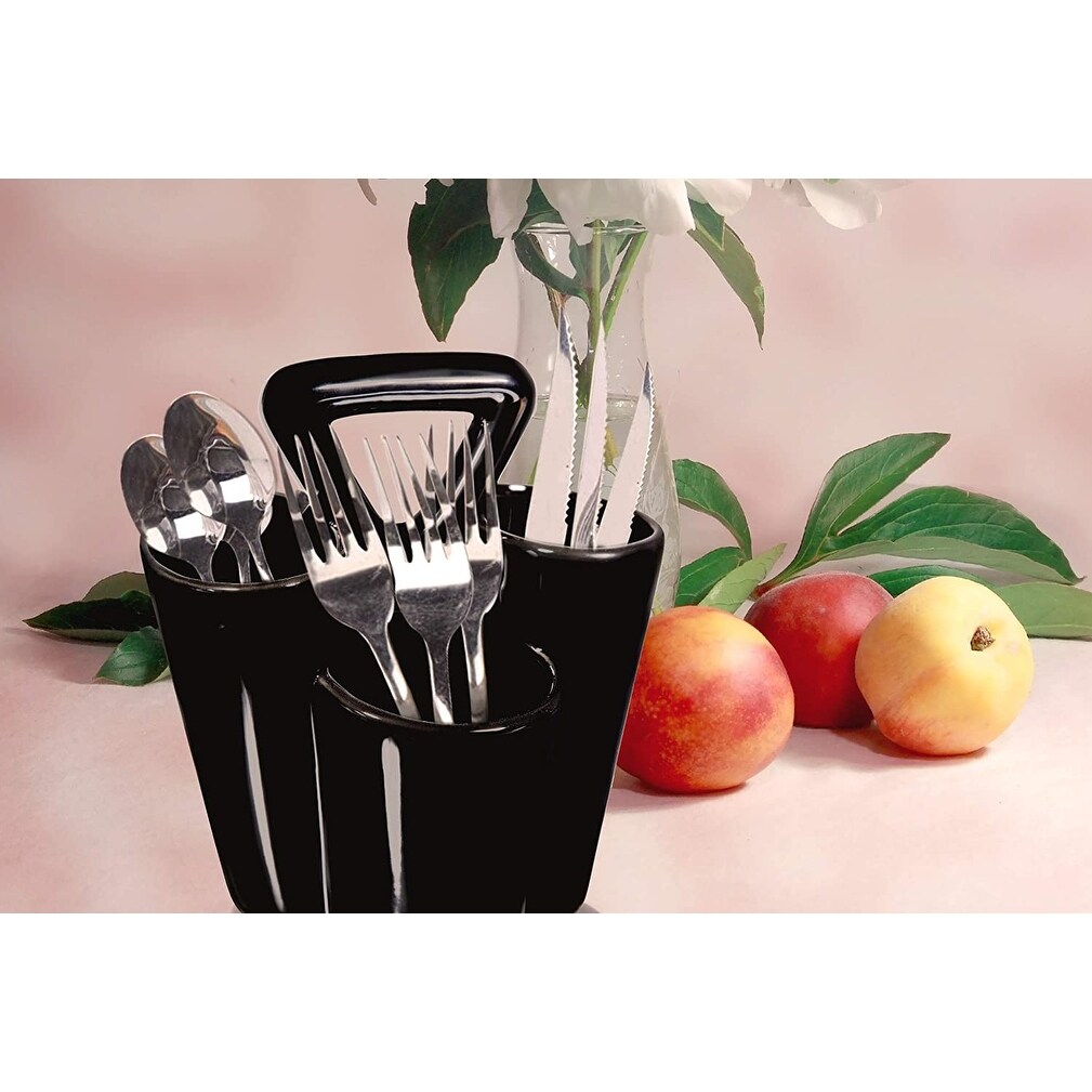 Shop Farmhouse Decor 4 Section Ceramic Silverware Holder