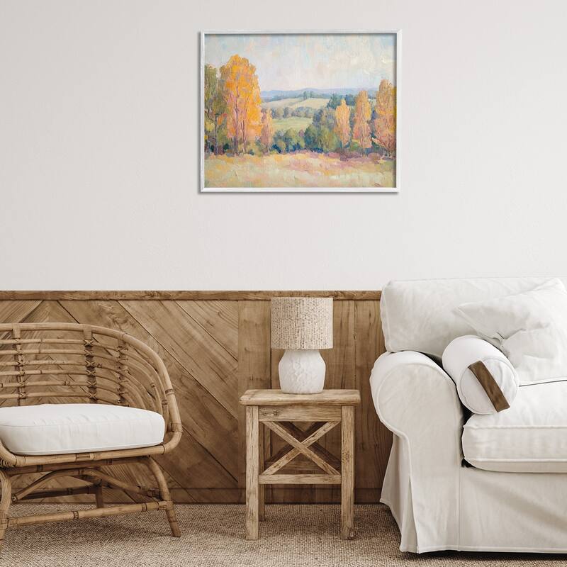 Stupell Countryside in Autumn Framed Giclee Art Design By Petal Prints Design