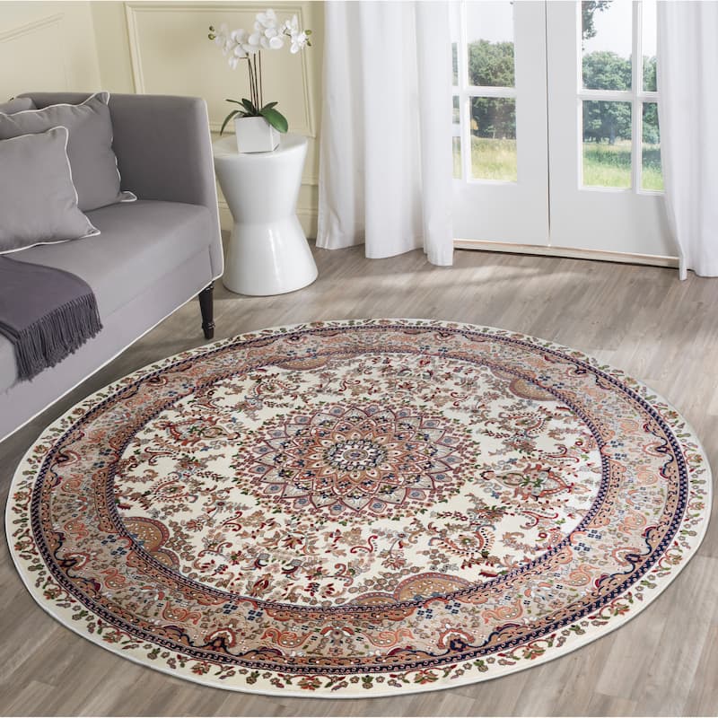 Prime Collection Traditional Area Rug - 8'1'' Round - Cream