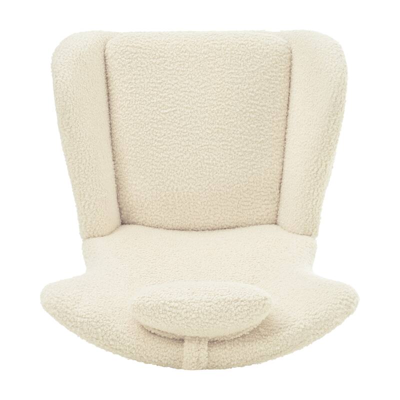 Anmytek Nursery Rocking Glider Chair Teddy Upholstered High Backrest Adjustable Headrest Side Pocket