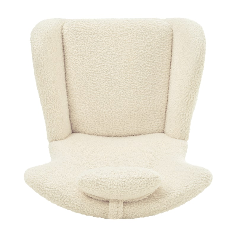 Teddy Upholstered Rocking Chair with High Back, Adjustable Headrest, Side Pocket, Modern Glider Chair for Nursery & Living Room