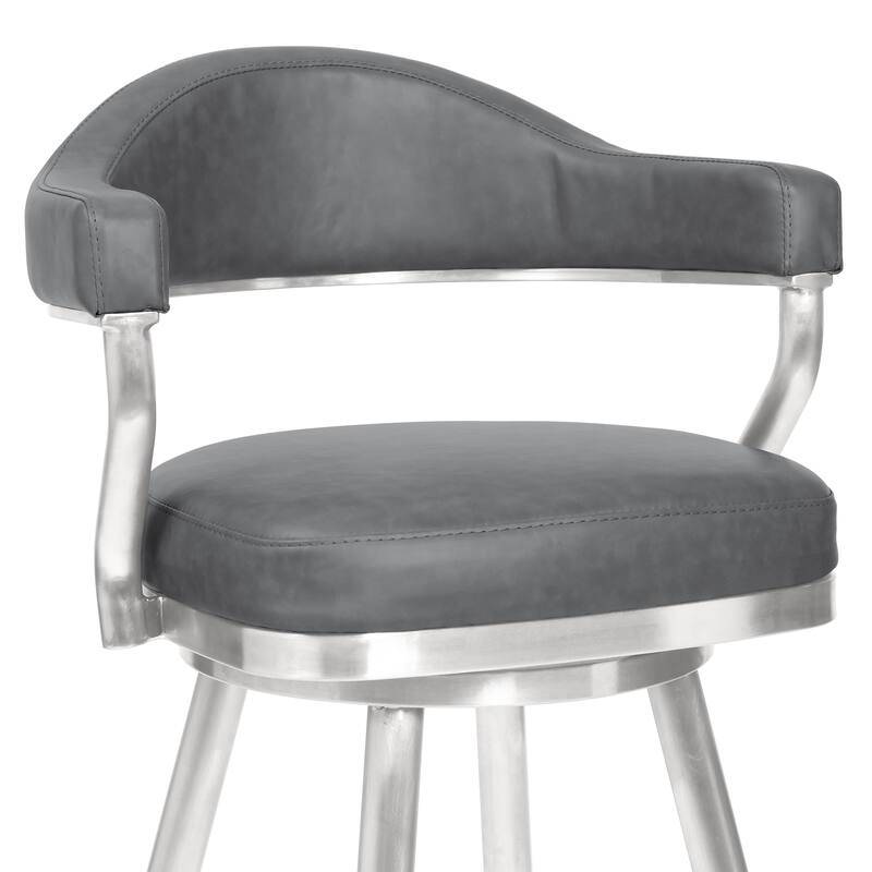 Justin Upholstered Bar or Counter Height Chair Swivel Barstool with Arms