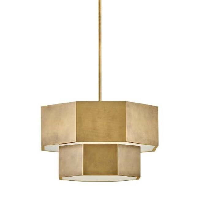 Hinkley Lighting 46991 Facet 5 Light 17" Wide Flush Mount Waterfall - Heritage Brass
