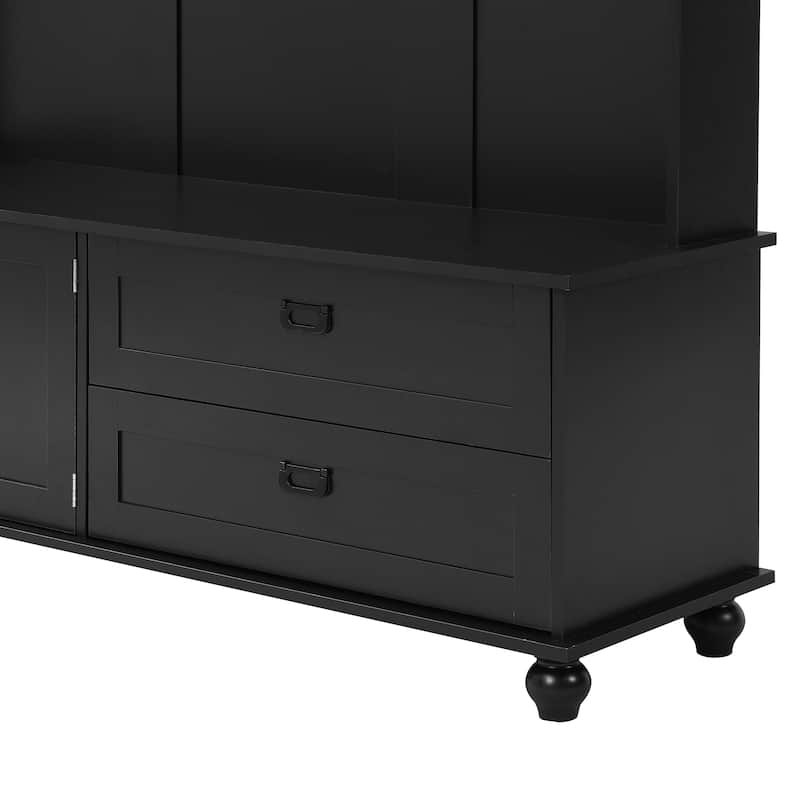 Hall Tree with Storage Cabinet and 2 Large Drawers - N/A