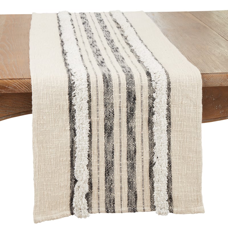 Textured Sophistication Tufted Stripe Table Runner - 16"x72" - 16"x72"