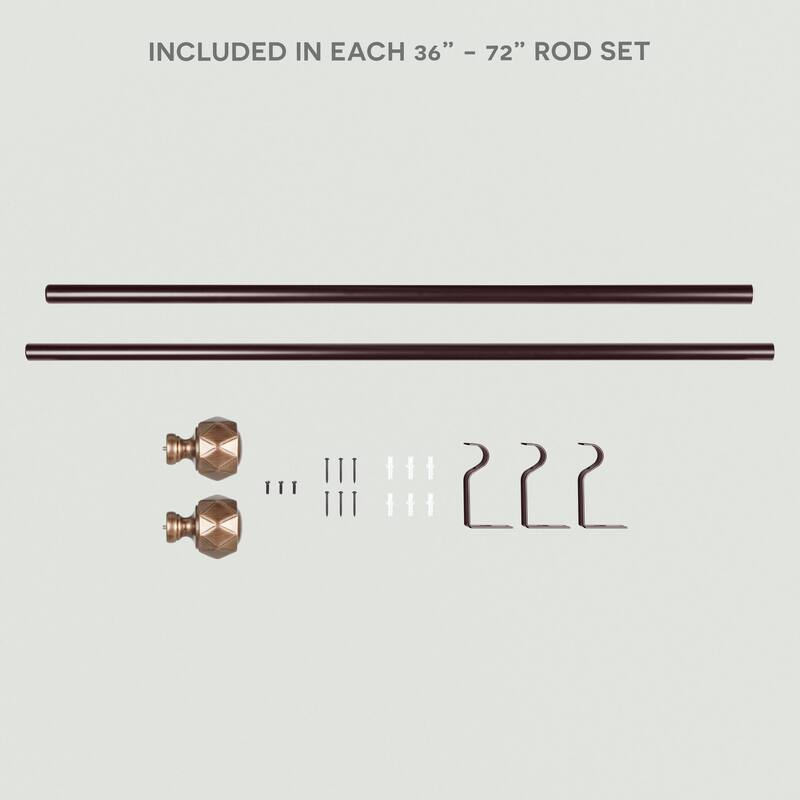 ATI Home Regal 1" Adjustable Window Curtain Rod and Finial Set