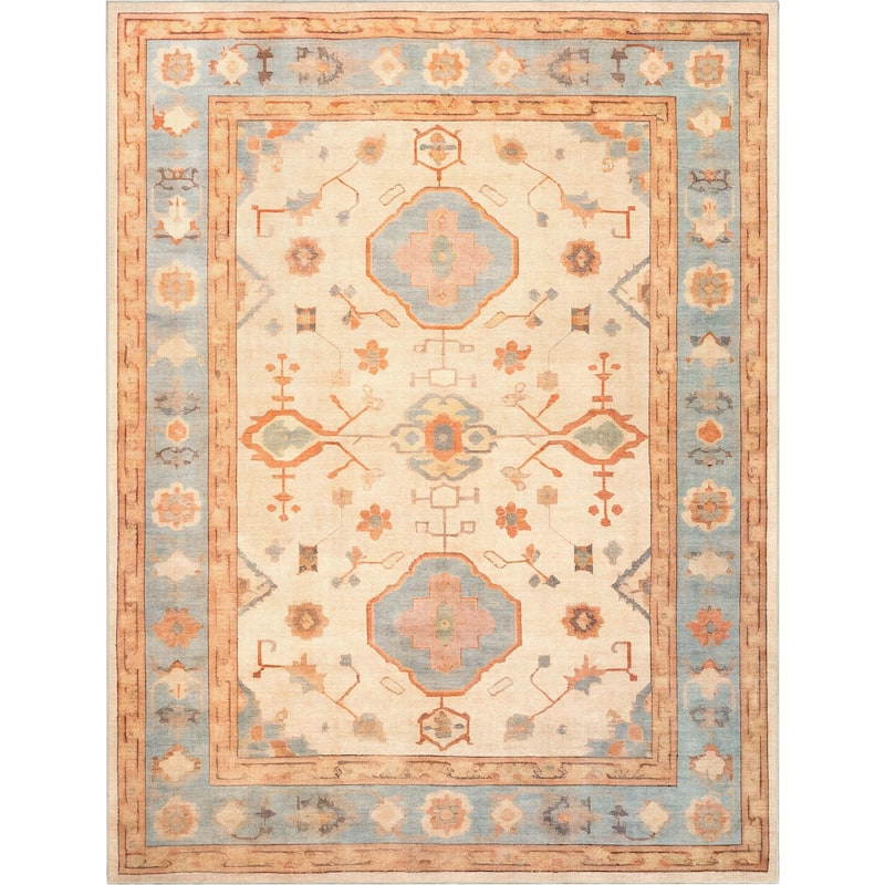 Well Woven Ushak Fethiye Vintage Medallion Pastel Flat-Weave Area Rug