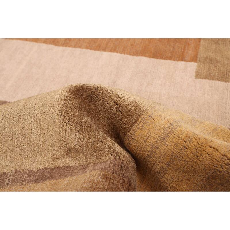 ECARPETGALLERY Hand-knotted Opulence Brown, Khaki Silk, Wool Rug - 6'0 x 8'9