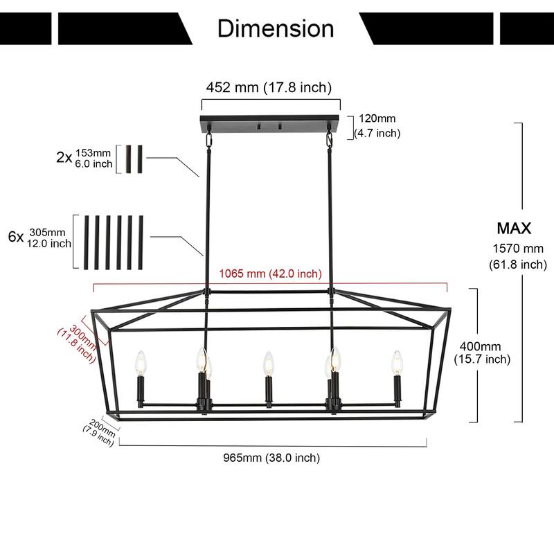 7-Light Traditional Farmhouse Linear Chandelier