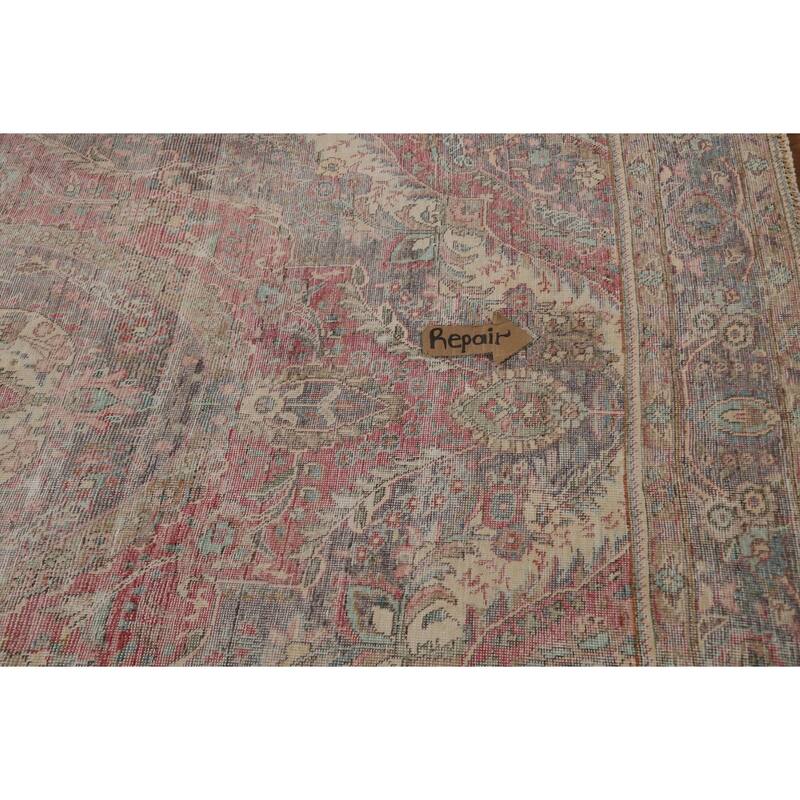 Tabriz Persian Vintage Area Rug Hand-Knotted Medallion Wool Carpet - 6'9" x 9'3"