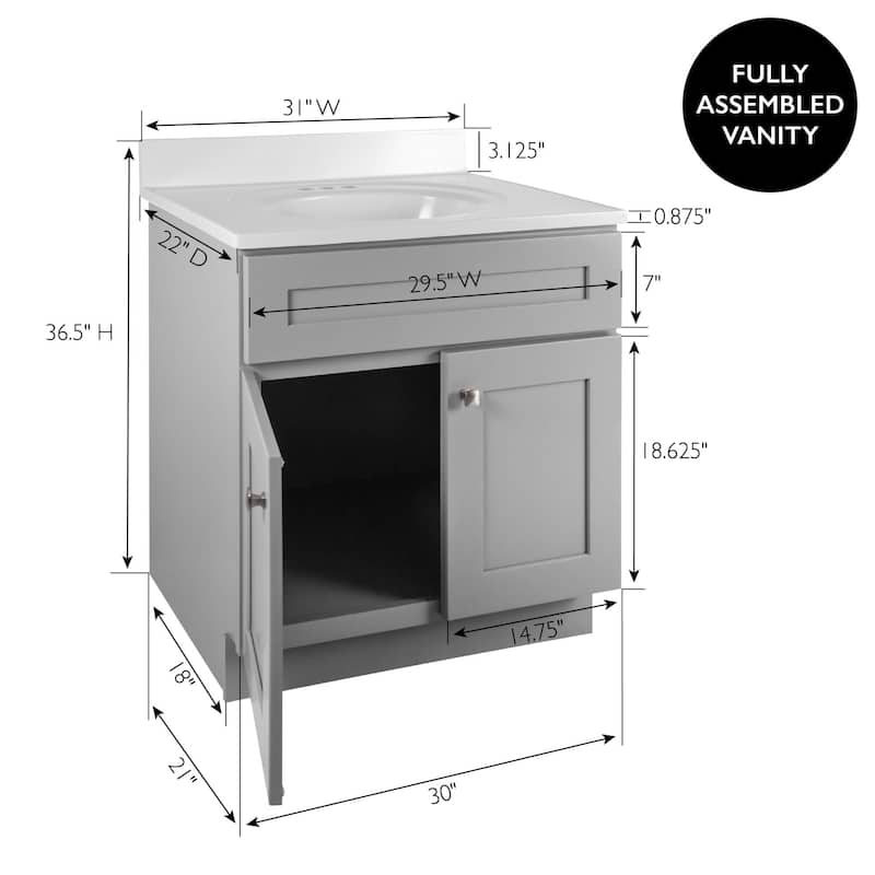 Design House 214650 Brookings 31" Free Standing Single Basin Vanity