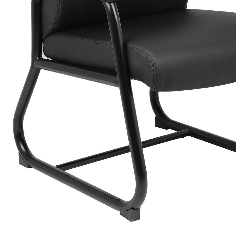 Guest Armchair, Black Antimicrobial Vinyl, Sled Base Frame