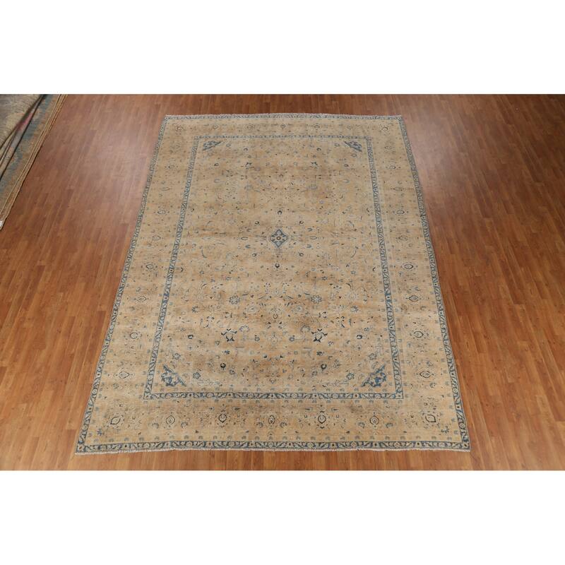 Hand Knotted Oriental 100% Wool Carpet Traditional Floral Oranges & Rust Mashad Area Rug - 12' 9'' X 9' 2''