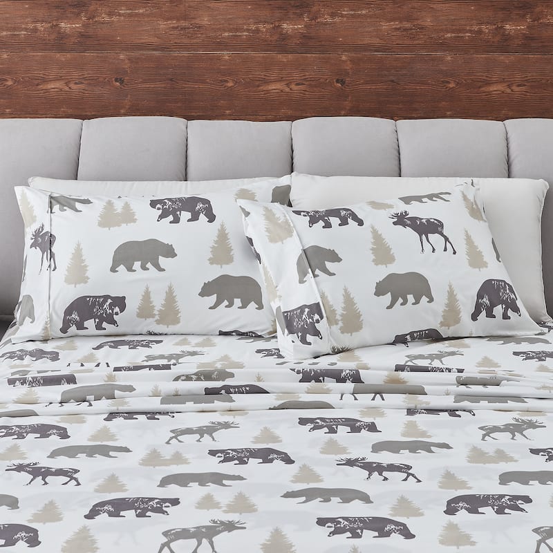 Linery & Co. Ultra-Soft Lodge-Inspired Brushed Microfiber Sheet Set - Full - Bear