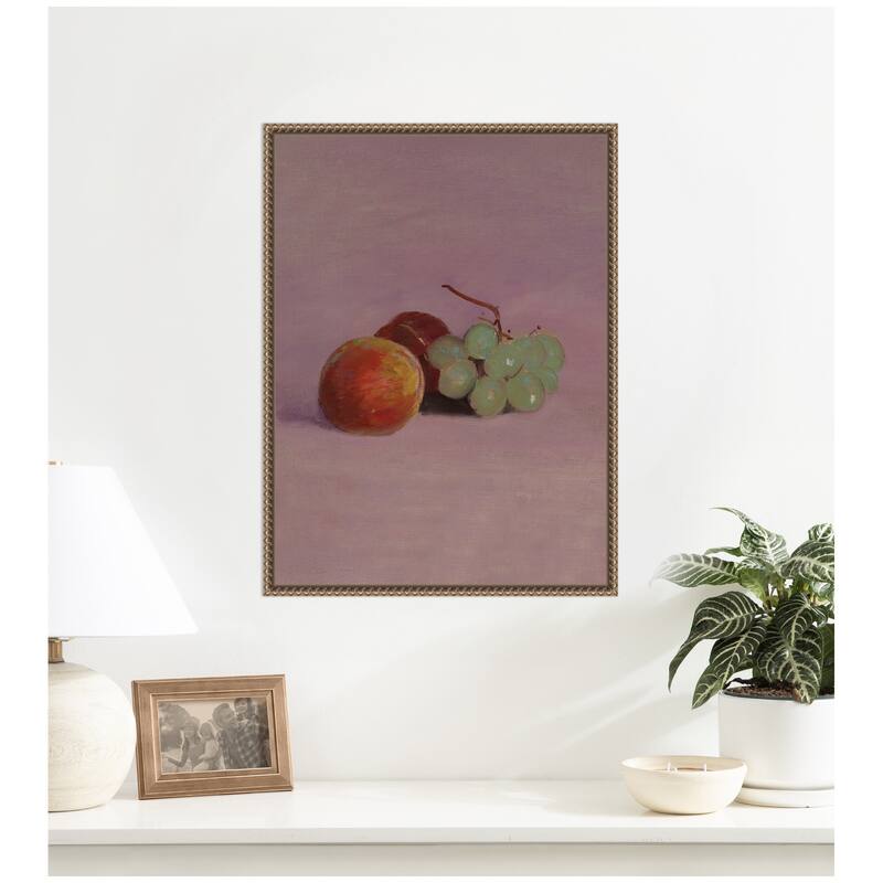 Kate and Laurel Still Life with Fruit 1905 Odilion Redon Vertical by Nostalgia Prints Framed Canvas Wall Art Print