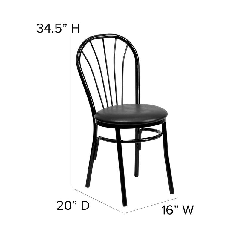 Fan Back Metal Chair with Vinyl Seat - 16"W x 20"D x 34.5"H