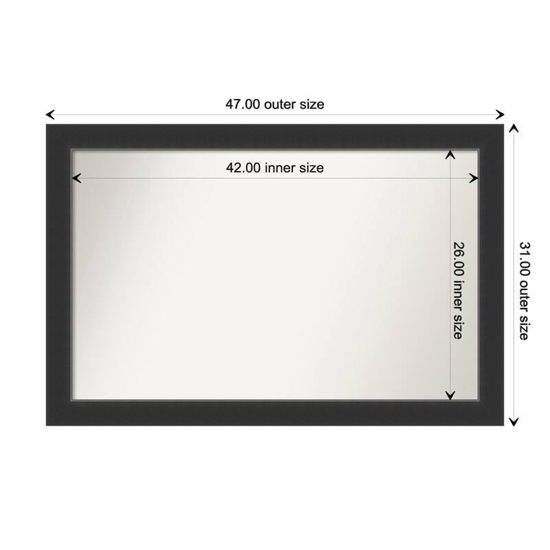 Corvino Black Framed Non-Beveled Custom Wall Mirror, Bathroom Vanity Mirror - Outer Size: 47 x 31