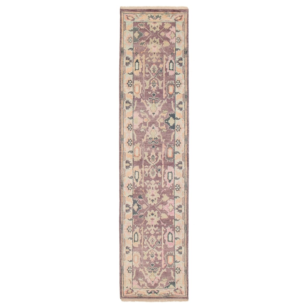 ECARPETGALLERY Hand-knotted Modern Oushak Purple Wool Rug - 2'6 x 11'9