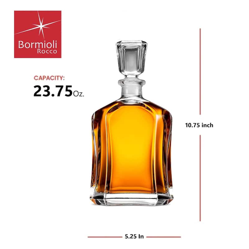 Bormioli Rocco Capitol Glass Decanter Airtight Geometric Stopper - 23.75 oz