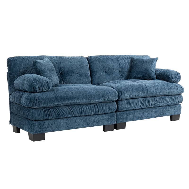 84" Upholstered 3-Seater Sofa with Dual-Layer Memory Foam Cushioning, and Complimentary Comfort Pillows
