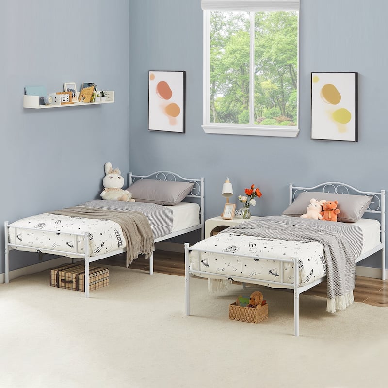 Victoria Metal Platform Bed Frames with Headboard